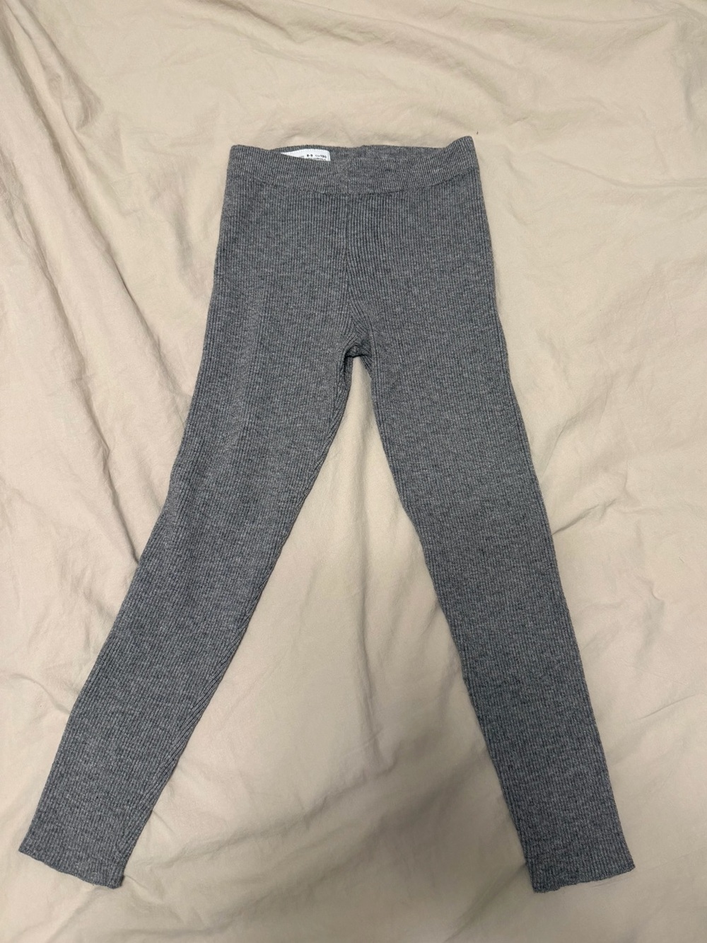 Zara Kids Ribbed Gray Knit Leggings